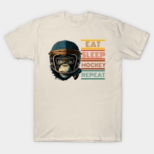 Hockey Monkey: Eat, Sleep, Repeat Print Design! T-Shirt